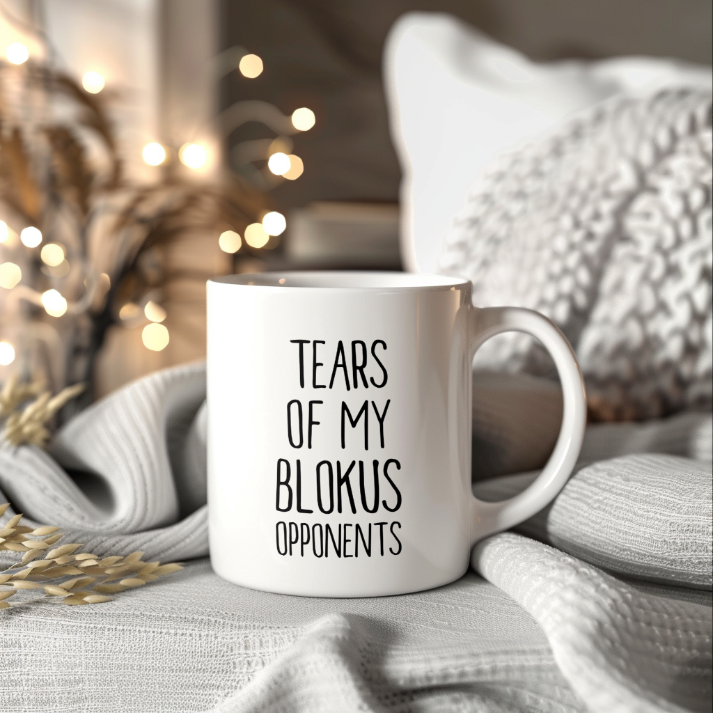 Funny Board Game Mug, Tears of My Blokus Opponents, 11oz or 15oz Ceramic White Coffee Cup