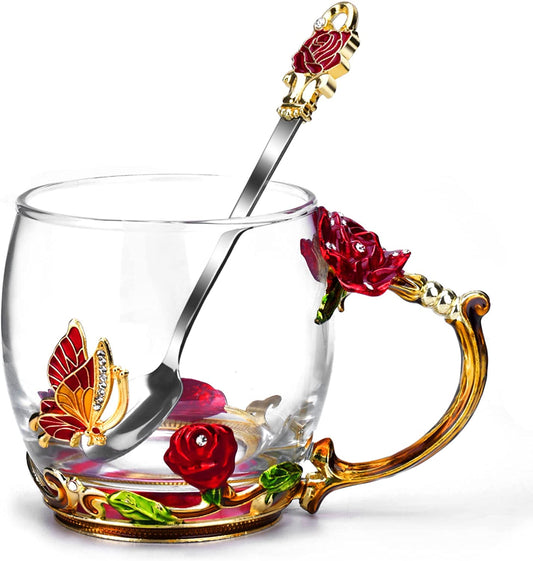 Gifts for Mom Women Mothers Day Glass Coffee Enamels Mug Best Birthday Valentines Gifts for Her Girlfriend Wife from Daughter Son Valentine'S Christmas Stocking Stuffers for Women Tea Cup