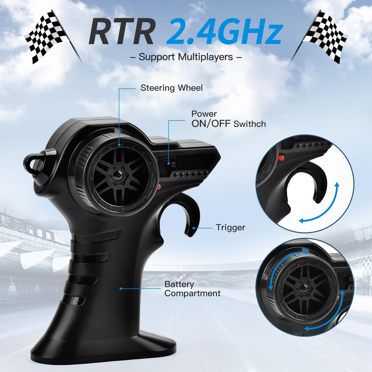 Remote Control Car, 2.4Ghz Glow-Up RC Cars with Body Lights & Headlights, 2 Rechargeable Batteries for 40 Min Play, 20 KM/H All Terrain Off-Road Monster Truck,Toys for Boys Kids Age 4-7 8-12 Xmas Gift