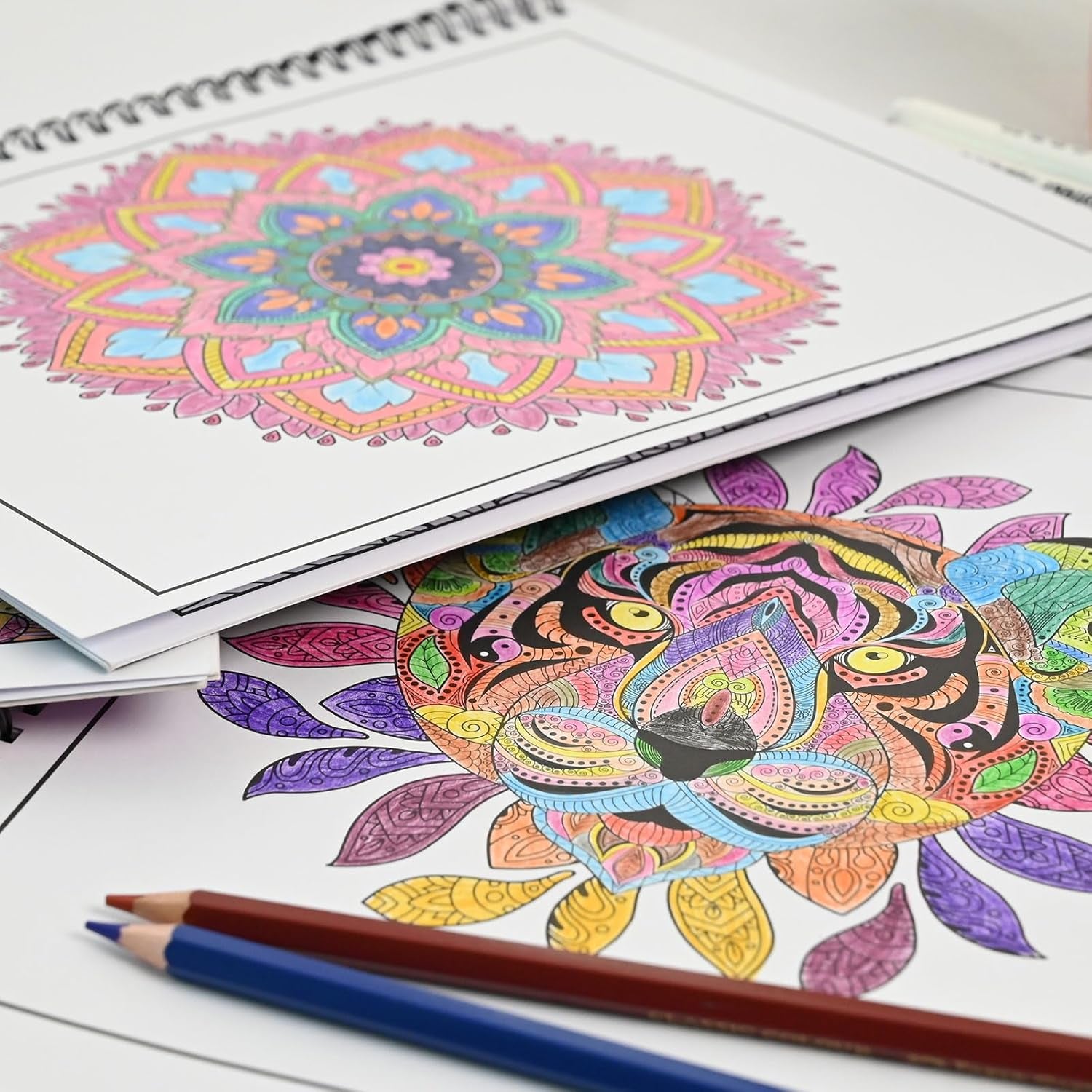 3 Pack Adult Stress Relief Coloring Book,60 Page Mandalas,Animal & Flower Patterns,Spiral Bound Women Coloring Books for Mindfulness & Relaxation for Christmas,Birthday&Holiday Party Gifts