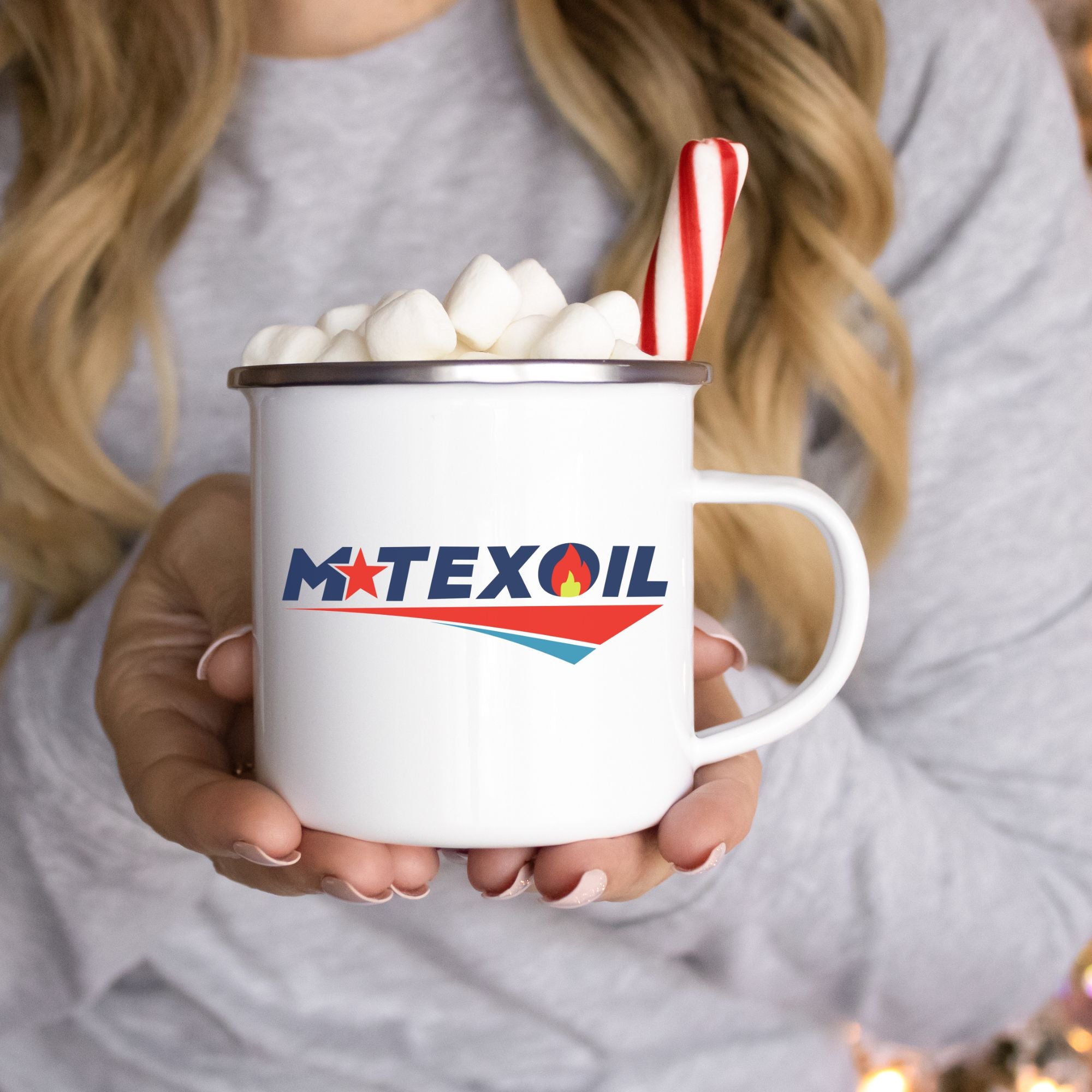 Mtex Oil Camping Mug, 12Oz Steel Enamel Coffee Cup