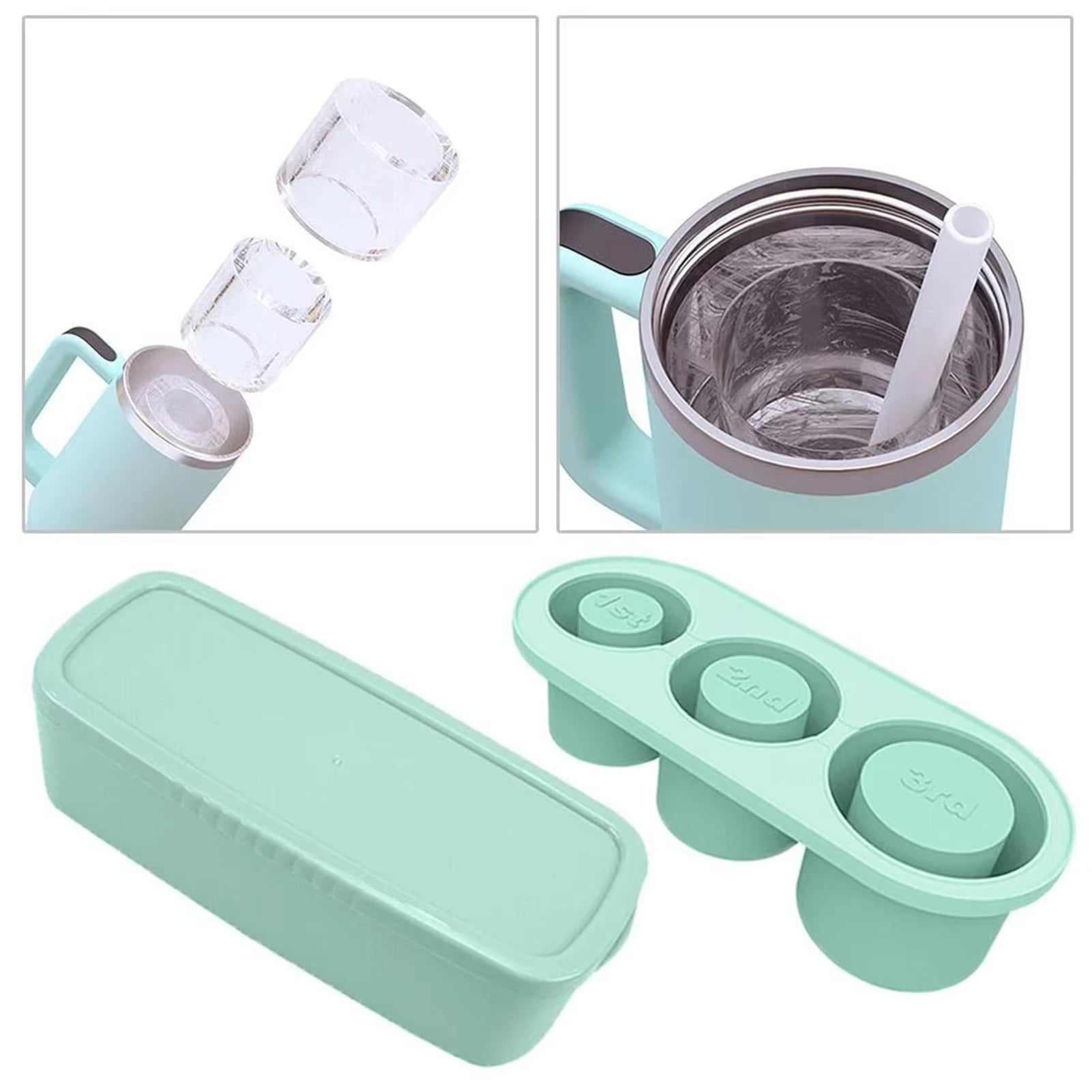 Tumbler Ice Cube Tray with Lid – Silicone Ice Mold for 30oz & 40oz Cups