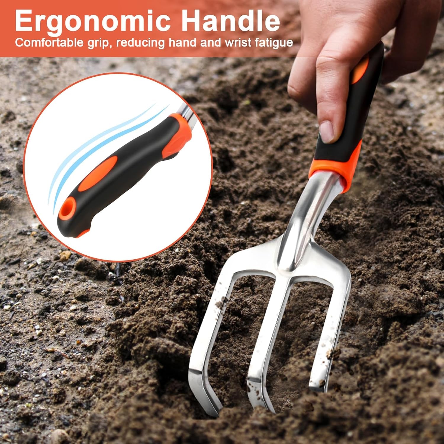 Hand Rake Garden Tool, Heavy Duty Hand Cultivators for Gardening, Small Garden Claw Tool Garden Hand Rake with Ergonomic Handle, Weed Rake Cultivator Tool for Cultivating, Loosening, Weeding
