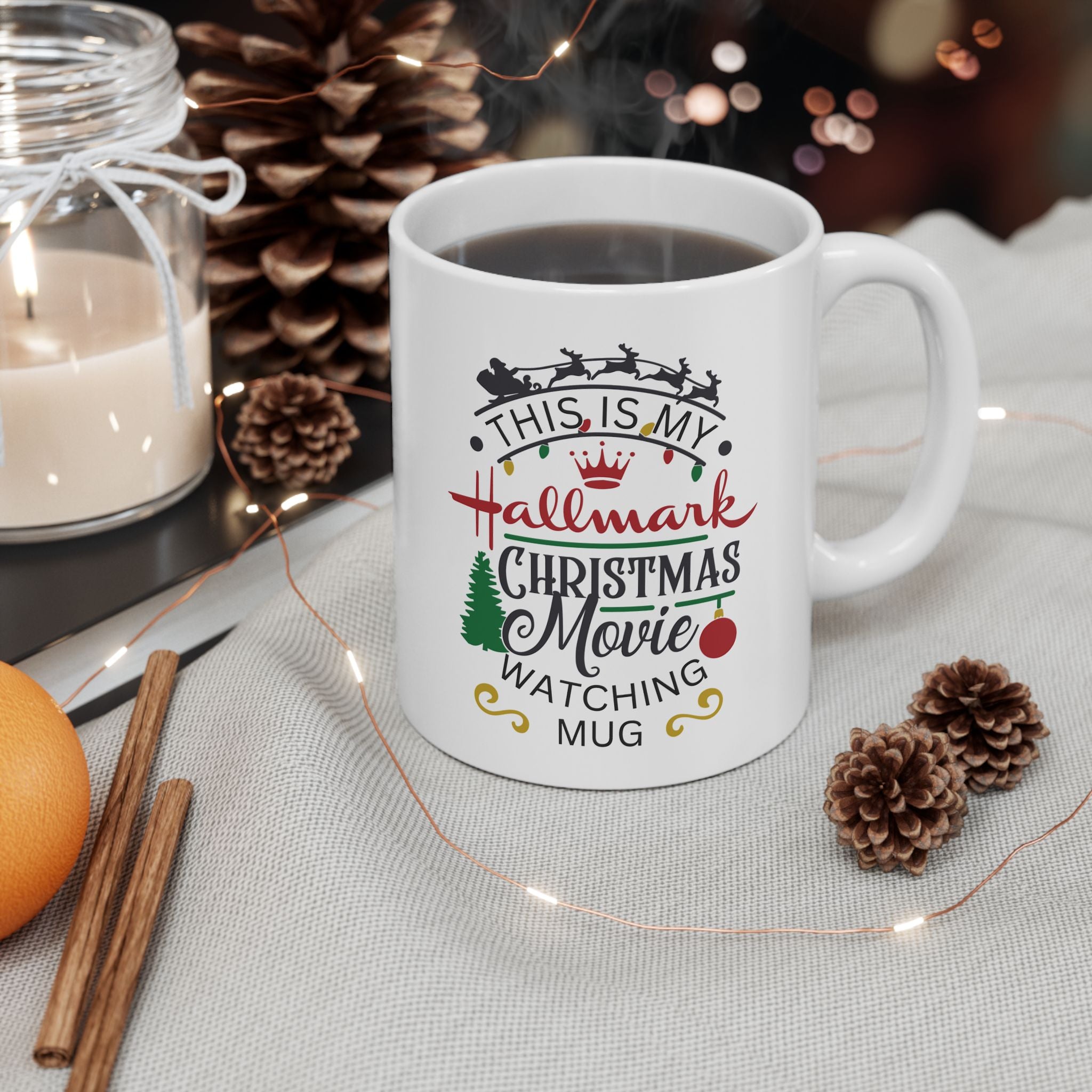 Christmas Movie Watching Mug - Festive Holiday Ceramic Mug (11oz & 15oz)