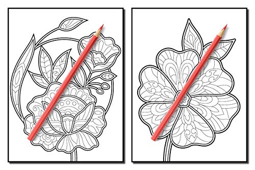Adult Coloring Book: 50 Relaxing Flower Designs with Mandala Inspired Patterns for Stress Relief