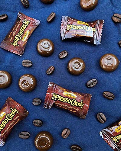 Espresso Candy, 1 Pound Jar, Individually Wrapped Hard Candy with Espresso Filled Center, Made with Real Sumatran Coffee, Halal