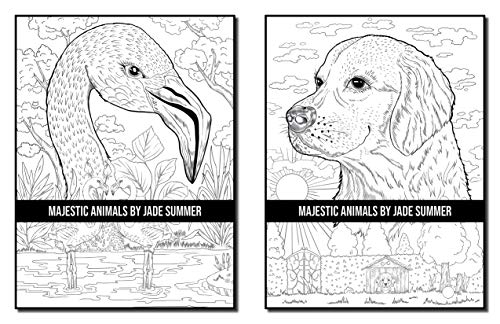 Majestic Animals: An Adult Coloring Book with Beautiful Animals and Relaxing Nature Scenes