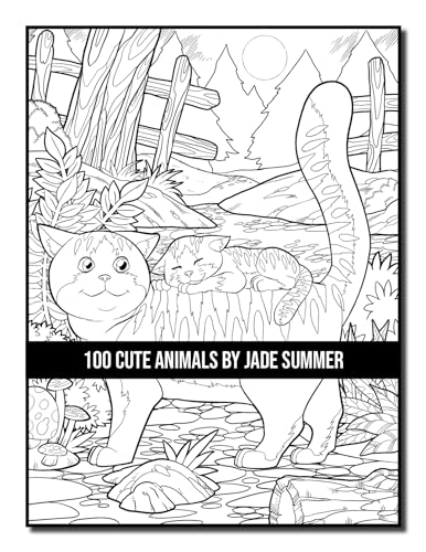 100 Cute Animals: An Adult Coloring Book with Dogs, Cats, Horses, Owls, Elephants, Monkeys, and Many More! (Cute Animal Coloring Books)