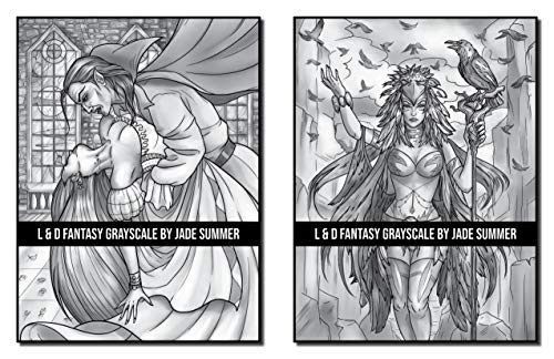 Light & Dark Fantasy: A Grayscale Coloring Book Collection with Beautiful Women, Magical Creatures, and Relaxing Fantasy Scenes (Grayscale Coloring Books)