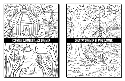 Country Summer: An Adult Coloring Book with 50 Detailed Images of Charming Country Scenes, Beautiful Rustic Landscapes, and Lovable Farm Animals (Country Coloring Books)