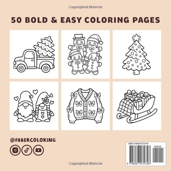 Cozy Christmas: Bold and Easy Coloring Book for Kids and Adults | 50 Simple, Cute Holiday Designs for Relaxation, Fun & Family Coloring (Bold & Easy Series)