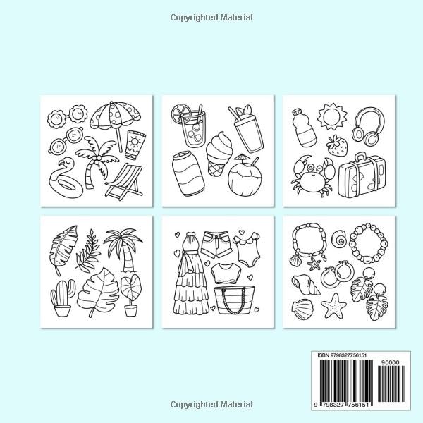 This Summer: Coloring Book Funky and Easy Designs for Adults and Teens, Cute and Bold Lines of Summer Season and Tropical Objects for Relaxation and Stress Relief (Bold & Easy Coloring)