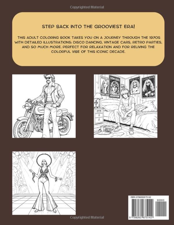 1970s Nostalgia Coloring Book: Psychedelic, Disco, and Retro Scenes from the 70s