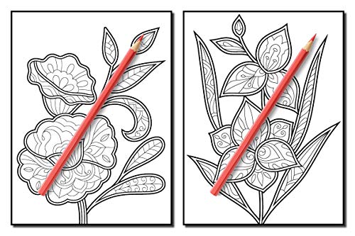 Adult Coloring Book: 50 Relaxing Flower Designs with Mandala Inspired Patterns for Stress Relief