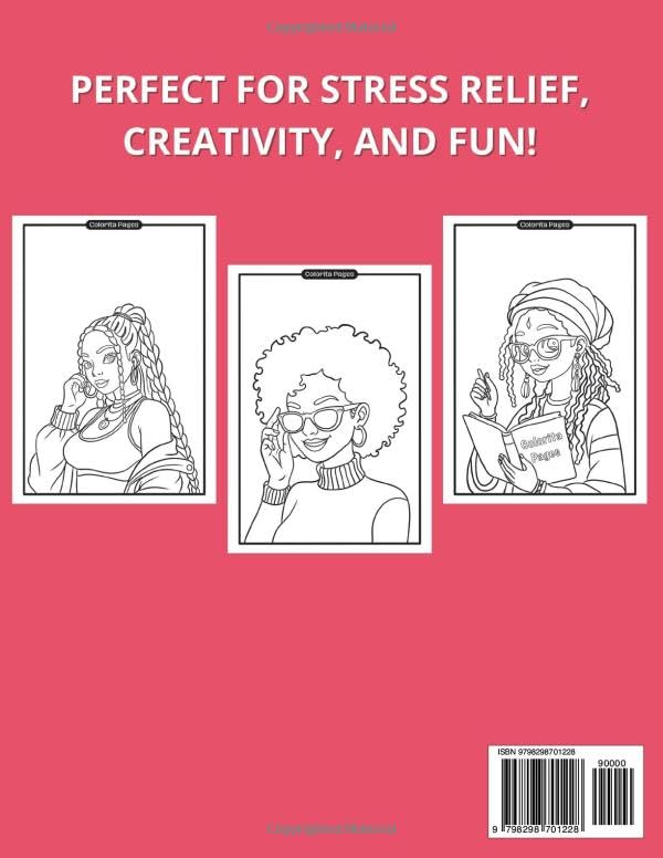 Beautiful Black Women Coloring Book for Teens and Adults: Stylish Black Women, Fashion, and Hairstyles for Relaxing and Stress-Free Coloring