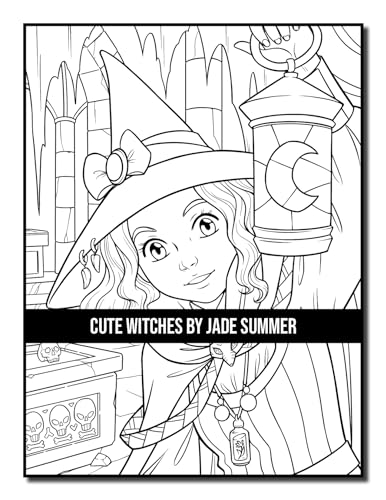 Cute Witches: An Adult Coloring Book with Adorable Gothic Scenes and Spooky Halloween Fun (Halloween Coloring Books)