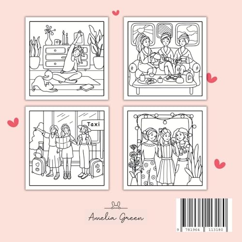Bestie Moments: Coloring Book for Adults and Teens Featuring Cute & Girly Scenes for Relaxation