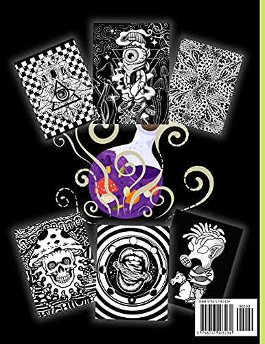 MIDNIGHT TRIP Coloring Book + BONUS Bookmarks Page!: Trippy Hippie Mindful Coloring Book For Adults. Stoners Gift!!