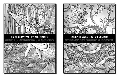 Fairies Grayscale: An Adult Coloring Book with Beautiful Fantasy Women, Cute Magical Animals, and Relaxing Forest Scenes (Grayscale Coloring Books)