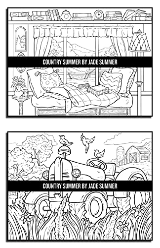 Country Summer: An Adult Coloring Book with 50 Detailed Images of Charming Country Scenes, Beautiful Rustic Landscapes, and Lovable Farm Animals (Country Coloring Books)