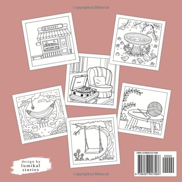Hygge Places: Cute and Comfy Coloring Book for Adults and Teens Cozy Spaces for Relaxation: Designs for Creative and Relaxing Moments