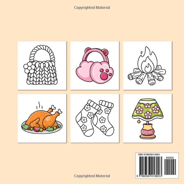 Cozy Vibes: Coloring Book for Adults and Teens Featuring Cozy Items in Cute and Groovy Designs, Simple and Big Drawings for Stress Relief and Relaxation (Bold & Easy Coloring)