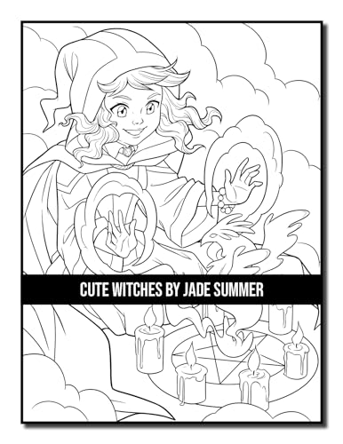 Cute Witches: An Adult Coloring Book with Adorable Gothic Scenes and Spooky Halloween Fun (Halloween Coloring Books)