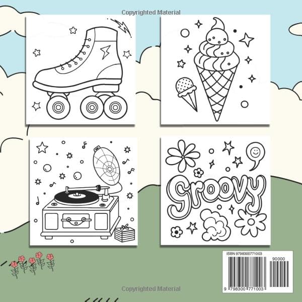 Cute & Groovy: Coloring Book for Adults and Kids, Bold and Easy, 32 Simple and Big Designs for Relaxation Featuring Lovely Things, Featuring Groovy & Funny Designs for Relaxation