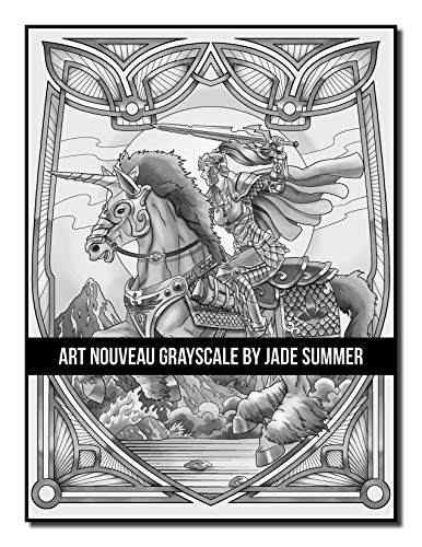 Art Nouveau Grayscale: An Adult Coloring Book with Fantasy Women, Mythical Creatures, and Detailed Designs for Relaxation (Grayscale Coloring Books)