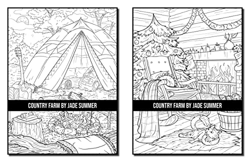 Country Farm Coloring Book: For Adults with Playful Animals, Beautiful Flowers, and Nature Scenes for Relaxation (Country Coloring Books)