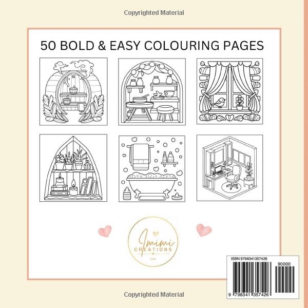 HYGGE PLACE BOLD & EASY COLOURING BOOK: Cozy Little corners colouring pages for relaxation. Suitable for Kids, Teens and adults