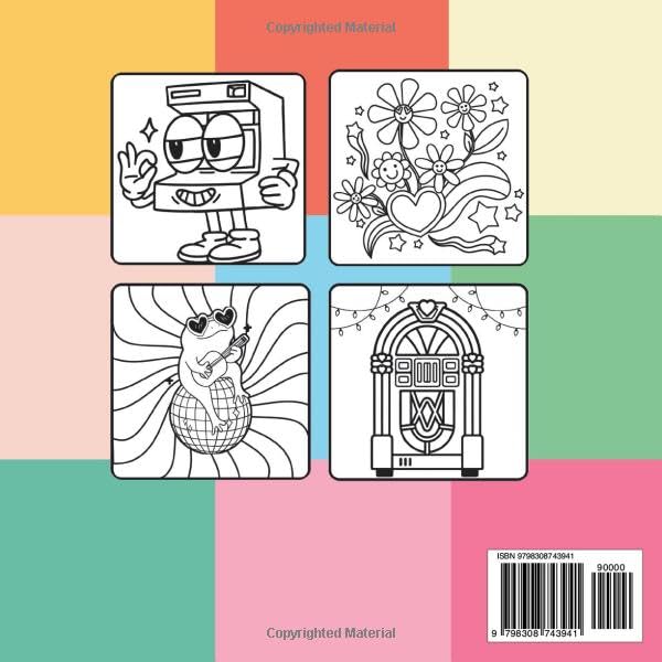 Cute & Groovy Bold and Easy Coloring Book: Stress-Free Fun and Relaxation, 45 Retro and Groovy Designs for All Ages