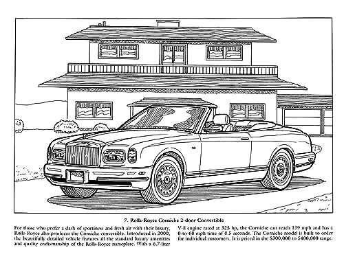 Luxury Cars Coloring Book (Dover Planes Trains Automobiles Coloring)