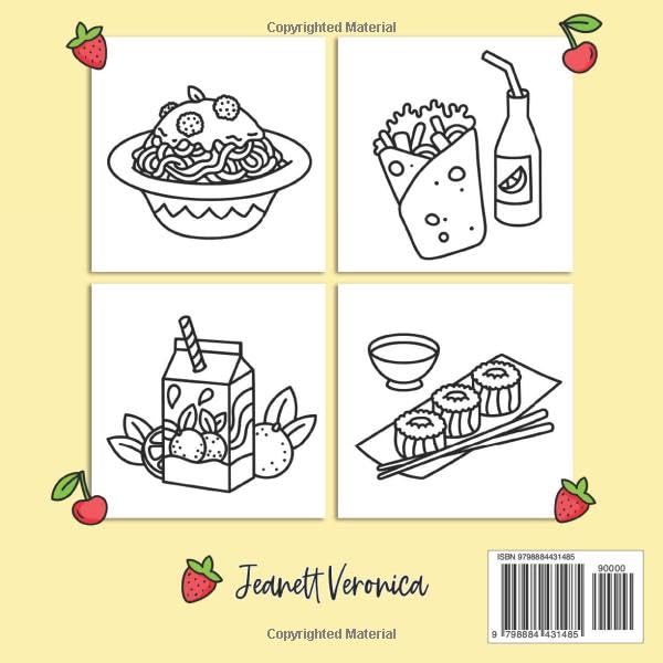 Food & Drink Coloring Book: Bold and Easy Designs for Adults, Teens, and Kids. Simple, Cute Illustrations (Bold & Easy)