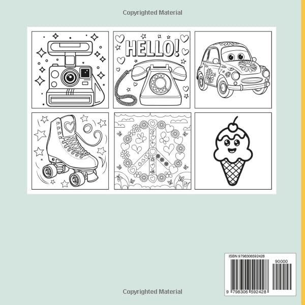 Cute and Groovy Coloring Book: 40 Bold and Easy Designs for Relaxation – Simple, Big, and Fun for Adults and Kids Featuring Lovely Things