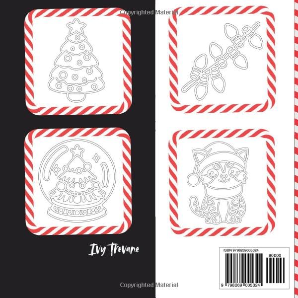 Monochrome Magic: Christmas Edition: Bold & Easy One Pen Patterns | 50 Holiday Themed Hand-Drawn Images Ready to Color | Festive Designs for Relaxation and Stress Relief