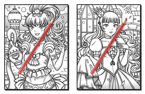 Kawaii Grayscale: An Adult Coloring Book with Beautiful Anime Portraits, Mythical Creatures, and Fantasy Scenes