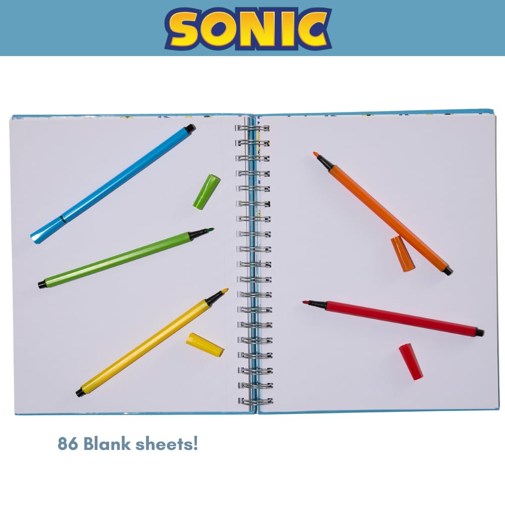 Minecraft Sketchbook Set, 5 Washable Markers, Spiral Bound, 86 Blank Pages