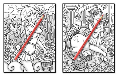 Kawaii Grayscale: An Adult Coloring Book with Beautiful Anime Portraits, Mythical Creatures, and Fantasy Scenes