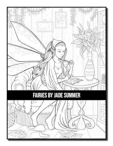 Fairies Coloring Book: For Adults with Beautiful Fantasy Women, Cute Magical Animals, and Relaxing Forest Scenes