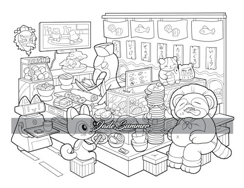 Kawaii Town: Coloring Book with Cute Animals, Tiny Buildings, and Playful Scenes for Stress Relief and Relaxation