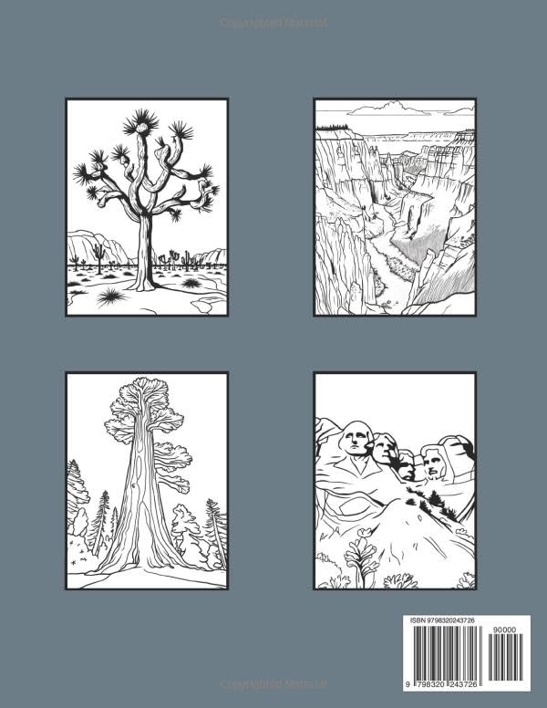National Parks Coloring Book: Nature for kids Treasured landscapes