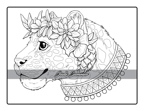 Flower Crown Animals: Coloring Book for Women and Teens with Adorable Animals and Beautiful Flowers for Stress Relief and Relaxation