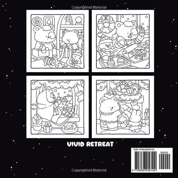 Festive Winter: A Christmas Coloring Book for Adults and Teens Featuring Cute Animals and Hygge Scenes for Relaxation