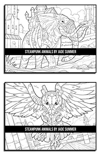 Steampunk Animals: An Adult Coloring Book with Dogs, Lions, Elephants, Owls, Monkeys, Wolves, and More!