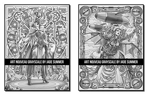 Art Nouveau Grayscale: An Adult Coloring Book with Fantasy Women, Mythical Creatures, and Detailed Designs for Relaxation (Grayscale Coloring Books)