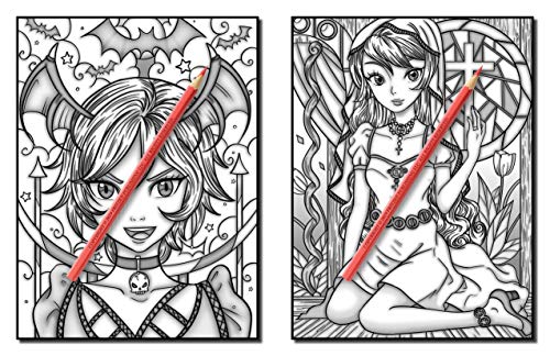 Kawaii Grayscale: An Adult Coloring Book with Beautiful Anime Portraits, Mythical Creatures, and Fantasy Scenes