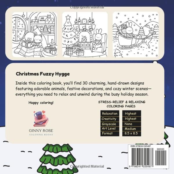 Christmas Fuzzy Hygge: A Cute and Cozy Coloring Book for Adults and Teens, Super Cute Designs for Relaxing Winter Evenings