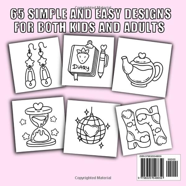 Cute & Trendy: Coloring Book for Kids and Adults, Easy and Bold, Simple and Big Designs for Mind Relaxation Featuring Cute and Lovely things