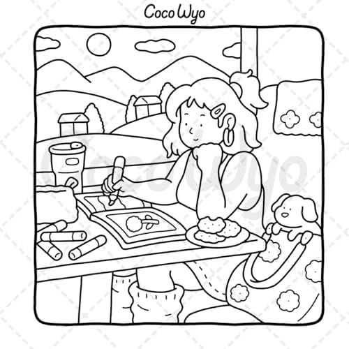 Girl Moments: Vol. 2 Coloring Book for Adults and Teens Featuring Cute Cozy Daily Activities for Relaxation